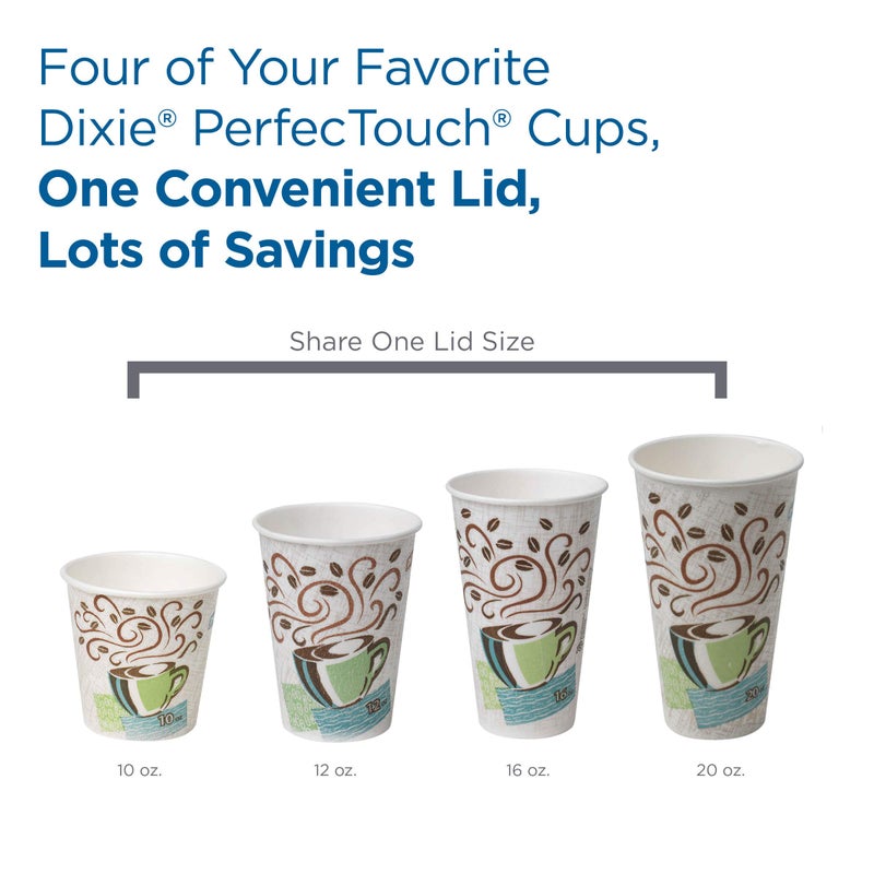 Georgia-Pacific Dixie PerfecTouch 10 oz Paper Coffee Cups and Lids By GP PRO, Coffee Haze Design, 300 Disposable Cups and Lids (50 Disposable Cups and Lids Per Pack, 6 Packs Per Case), 5310COMBO600 - Image 5